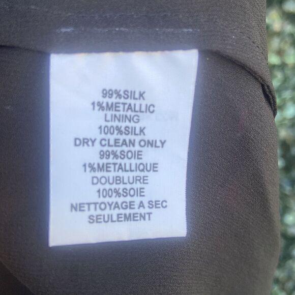 Trina Turk Sheer Colorful Floral Print Metallic Silk Blouse Ladies Small - Picture 4 of 7